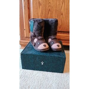 Emu Australia Kids Brown Bear Fuzzy Boots Size 13‎ Toddler Child